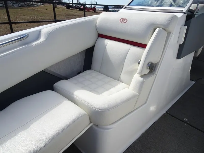 Slide: The Image of 2018 Cobalt R5 Surf boat interior with white cushioned seating. - 16