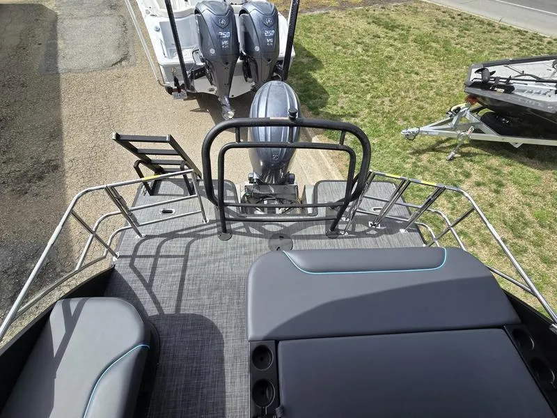 Slide: The Image of Pontoon boat deck with seating, featuring a 2025 Godfrey Sweetwater 2286 SFLC model. - 17