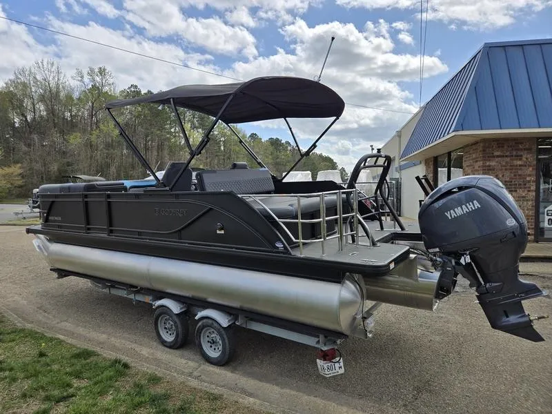 Slide: The Image of 2025 Godfrey Sweetwater 2286 SFLC pontoon boat with Yamaha motor on trailer. - 19