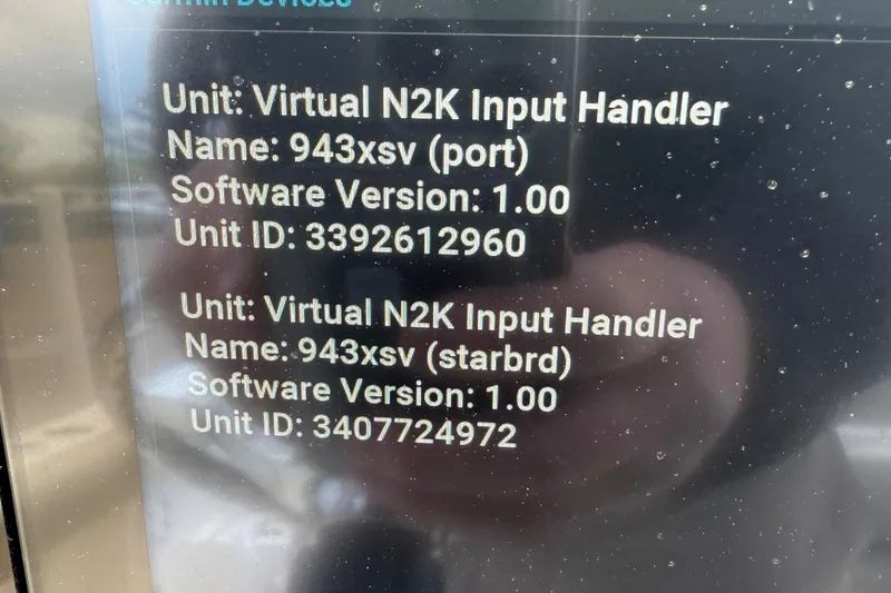 Slide: The Image of Display screen showing Virtual N2K Input Handler details for Sportsman Open 232 Center Console. - 40