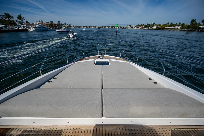 Slide: The Image of 2019 Azimut S7 yacht deck with scenic waterway view. - 13