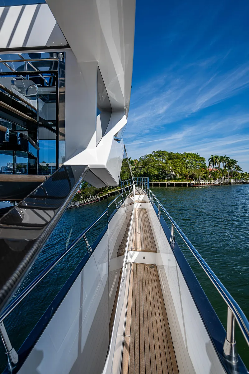 Slide: The Image of 2019 Azimut S7 yacht deck with scenic water view. - 16