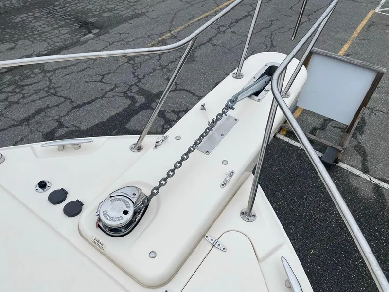Slide: The Image of Bow of 2017 Grady-White Express 370 with anchor chain and winch system. - 24
