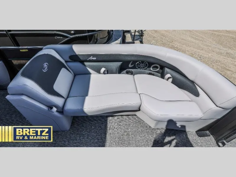 Slide: The Image of Luxurious Aria Ultra-Lounge A22UC boat seating, 2025 model, showcased by Bretz RV & Marine. - 17