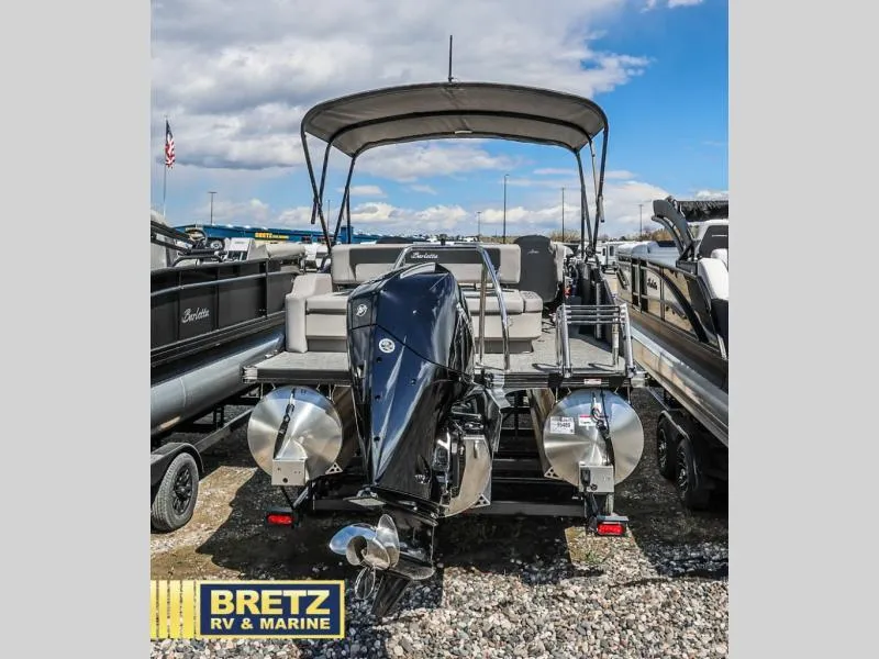 Slide: The Image of 2025 Aria Ultra-Lounge A22UC pontoon boat with canopy at Bretz RV & Marine dealership. - 6