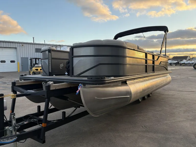 Slide: The Image of 2018 Cypress Cay Seabreeze 233 pontoon boat on trailer at sunset. - 5