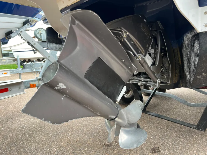 Slide: The Image of 2019 Chaparral 23 H2O Surf boat propeller and stern drive close-up. - 18