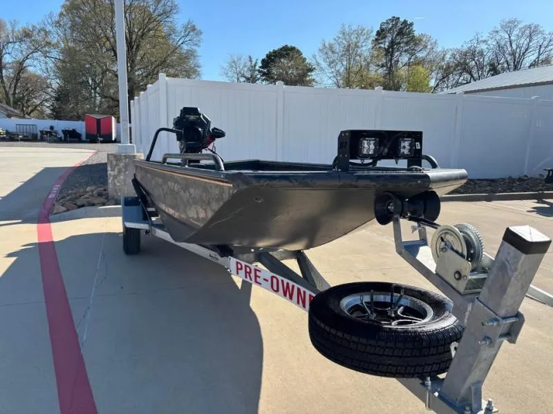 Slide: The Image of Pre-owned 2025 Gator Tail 17/50 MID-DECK SAVAGE SERIES boat on trailer. - 1