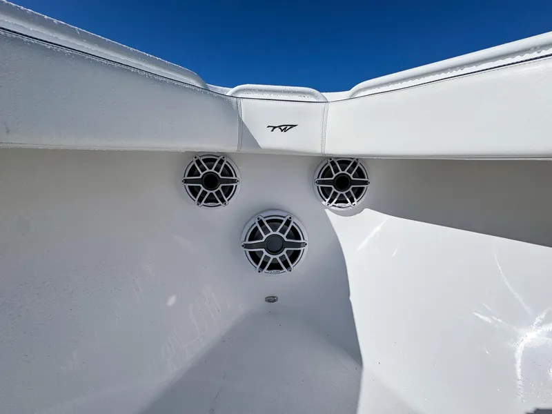 Slide: The Image of 2023 Tidewater 282cc Adventure Bluewater boat speakers and interior detail. - 26