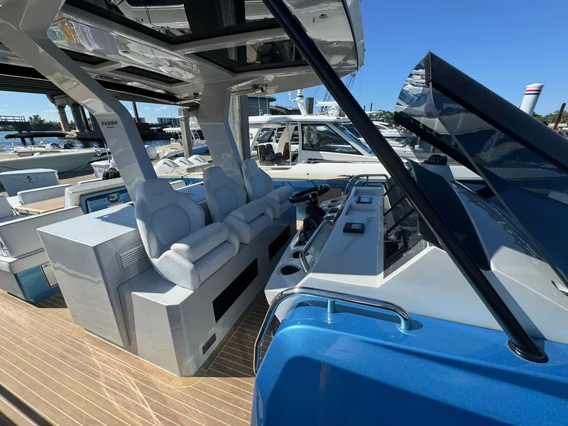 Slide: The Image of Luxury 2022 Pardo Yachts 43 interior with sleek seating and modern design. - 11
