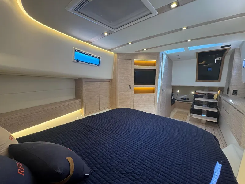 Slide: The Image of Luxurious interior of 2022 Pardo Yachts 43, featuring modern design and ambient lighting. - 16