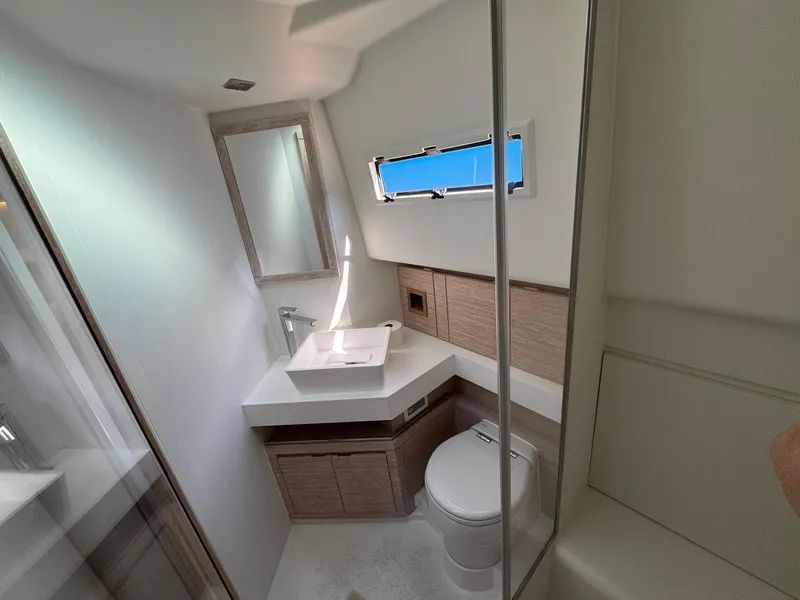 Slide: The Image of Luxurious bathroom interior of 2022 Pardo Yachts 43, featuring modern fixtures and sleek design. - 20