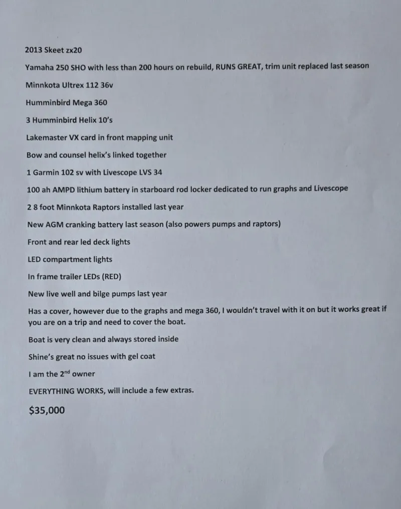 Slide: The Image of For sale: 2013 Skeeter ZX20 boat with Yamaha 250 SHO, $35,000. - 8