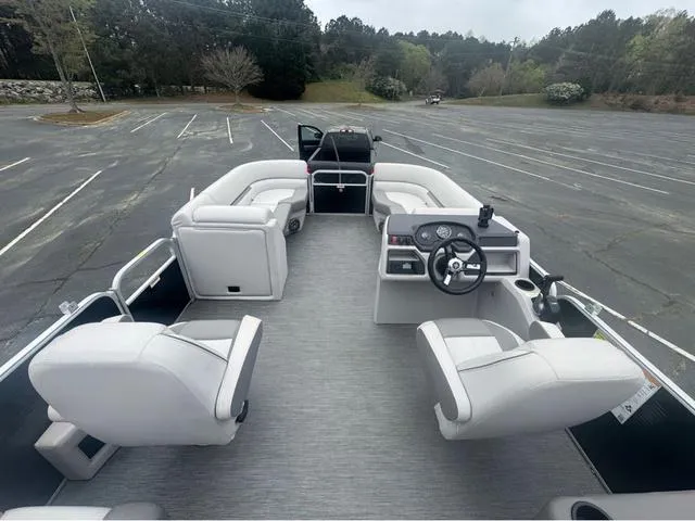 Slide: The Image of 2023 Godfrey Sweetwater 2286 SBX Tritoon with 150 Yamaha engine, spacious seating, and modern design. - 7