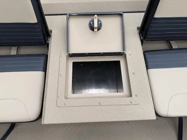 Slide: The Image of 2025 SeaArk Easy 200 boat interior with storage compartment and seating. - 15