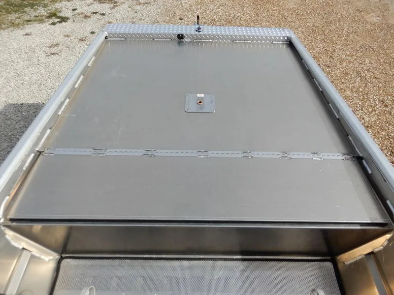 Slide: The Image of 2025 Blazer 1752 SS boat deck with metal finish and secure hatch. - 18