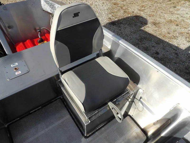 Slide: The Image of 2025 Blazer 1752 SS boat seat, gray and black design, sturdy aluminum frame. - 17