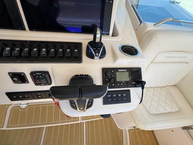 Slide: The Image of Control panel of 2022 Grady-White Express 370 boat with navigation equipment. - 20