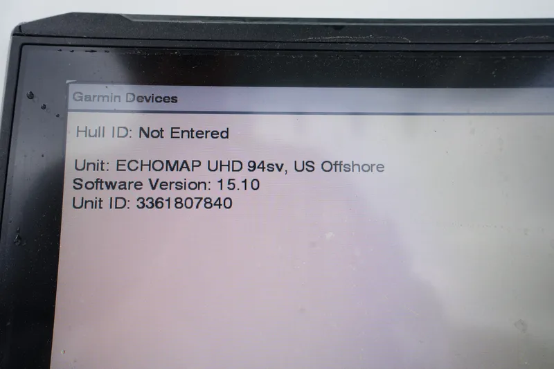 Slide: The Image of Garmin device screen on 2021 Tidewater 2210 Carolina Bay, showing ECHOMAP UHD 94sv details. - 28