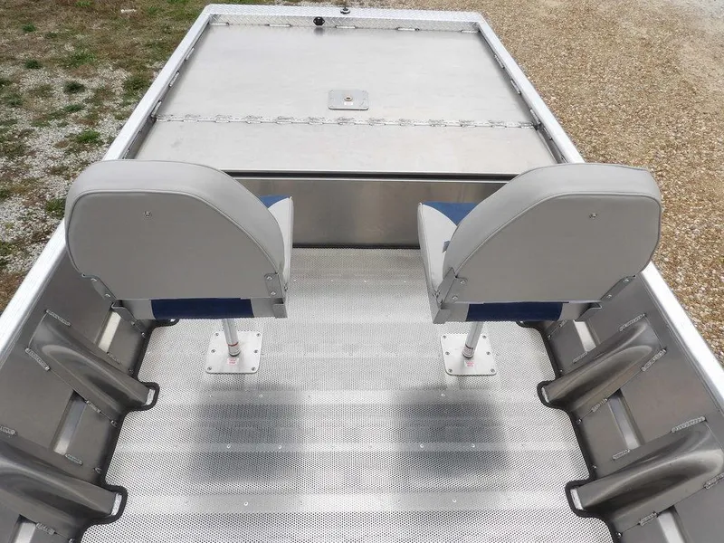 Slide: The Image of 2025 Blazer 1752 SC boat interior with two seats and aluminum flooring. - 25