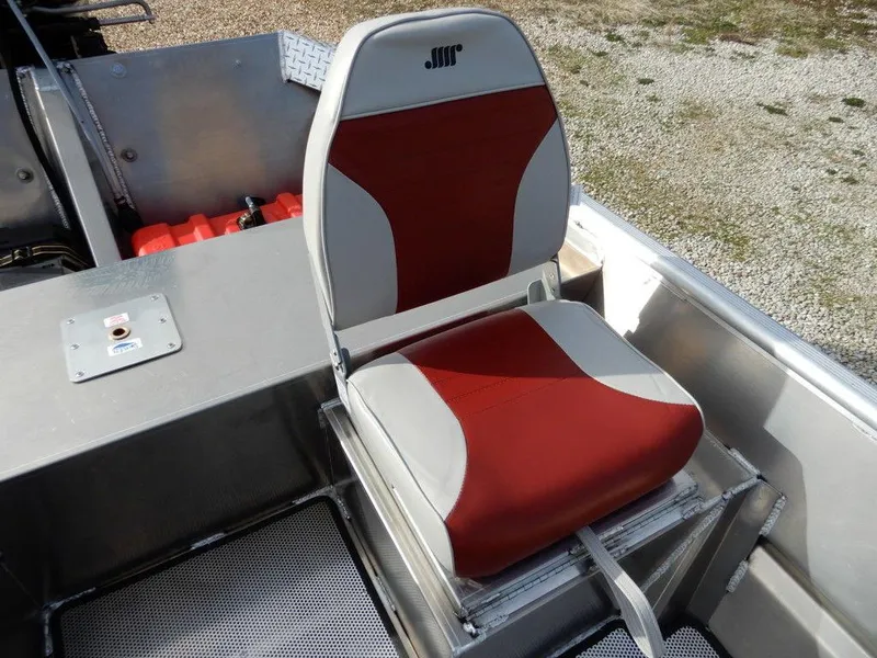 Slide: The Image of 2025 Blazer 1752 SC boat seat with red and gray upholstery. - 16