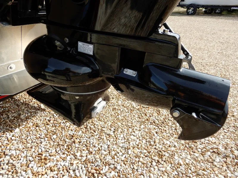 Slide: The Image of Close-up of a 2025 Blazer 1752 SC boat motor on gravel surface. - 34