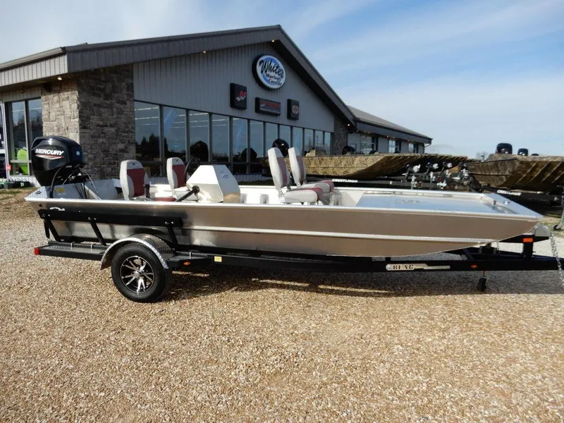 Slide: The Image of 2025 Blazer 1752 SC boat on trailer outside dealership. - 35