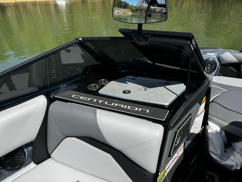 Slide: The Image of 2025 Centurion Fe23 boat interior with sleek design and modern dashboard. - 12