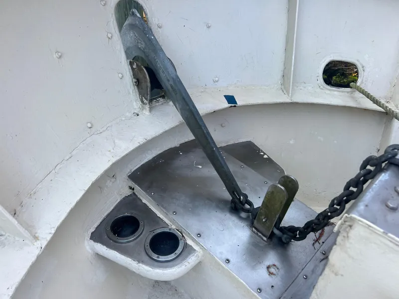 Slide: The Image of Anchor and chain mechanism on a 1965 Romsdal Fjord boat deck. - 6