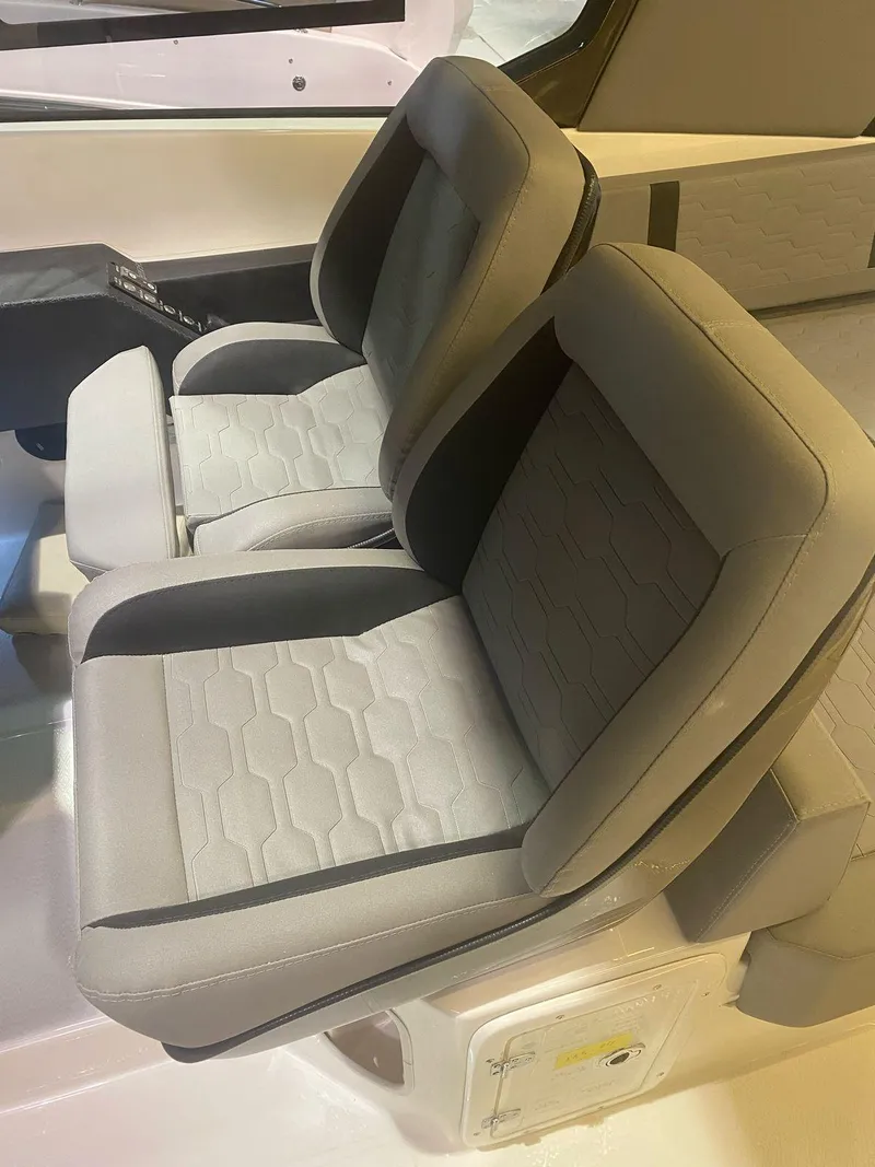 Slide: The Image of 2025 Hanover 387 boat seats with modern design and comfortable upholstery. - 1