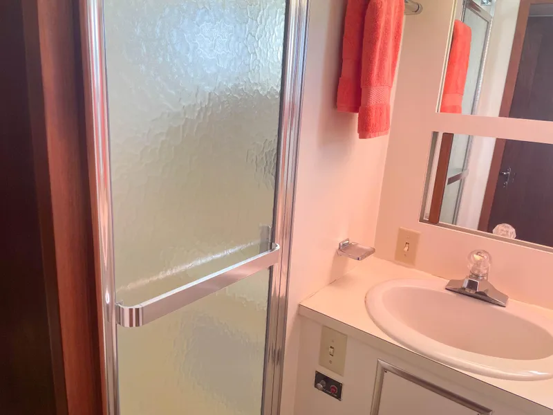 Slide: The Image of Bathroom interior of 1984 Hatteras 53 Motoryacht with shower and sink. - 43