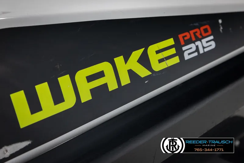 Slide: The Image of 2015 Sea-Doo WAKE PRO 215 logo on watercraft, featuring bold yellow and red text. - 29