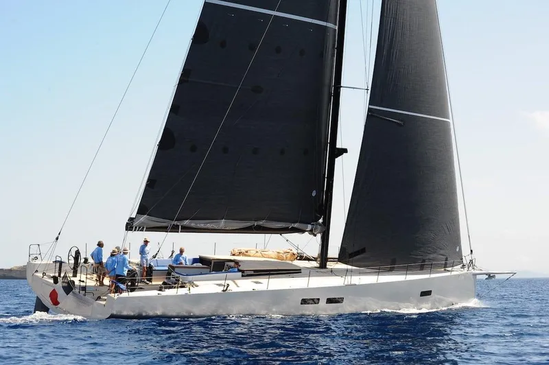 Slide: The Image of Sleek Black Pepper Code 3 yacht sailing on open water, 2025 model. - 14