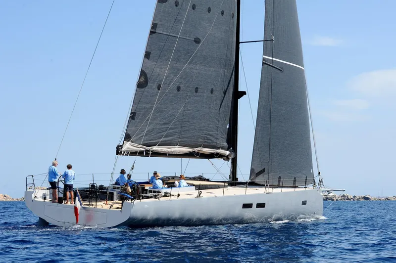 Slide: The Image of Sleek Black Pepper Code 3 yacht sailing on open water, 2025 model. - 15