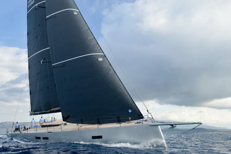 Slide: The Image of Sleek Black Pepper Code 3 yacht sailing on open sea, 2025 model. - 5