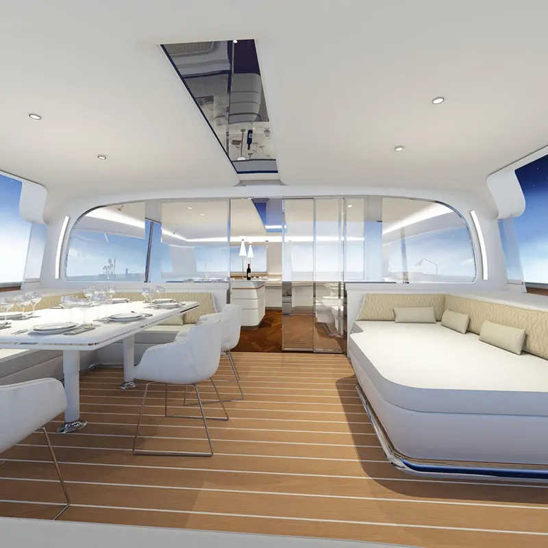 Slide: The Image of Luxurious yacht interior with dining area and lounge, Black Pepper Code C.69, 2025 model. - 8