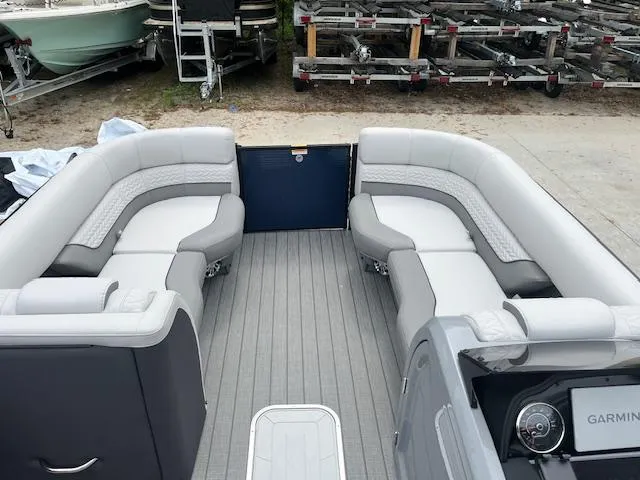 Slide: The Image of 2024 Godfrey Monaco 235 SB pontoon boat with spacious seating and modern design. - 6