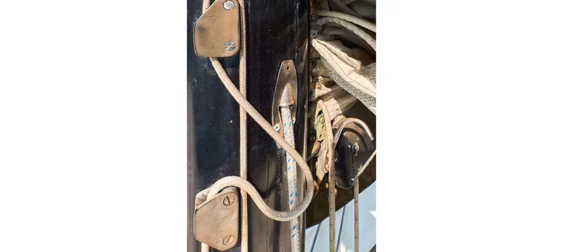 Slide: The Image of Close-up of rigging on a 1980 Sceptre 36 Brandywine sailboat. - 19
