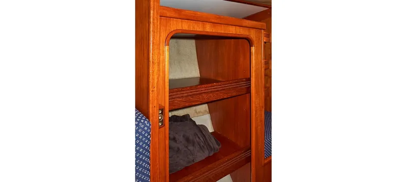 Slide: The Image of Wooden interior of 1980 Sceptre 36 Brandywine yacht with built-in shelving. - 43
