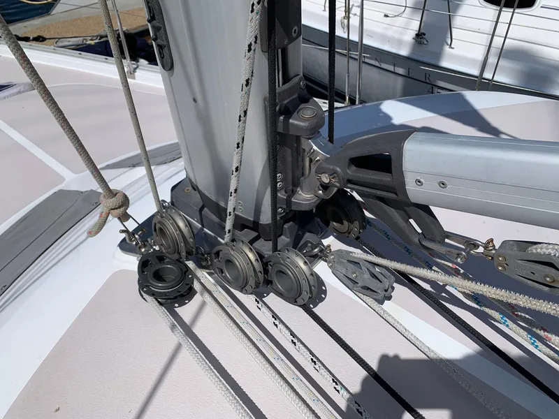 Slide: The Image of Close-up of rigging on a 2007 Catalina Morgan 440 sailboat deck. - 42