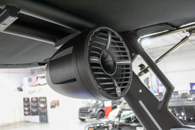 Slide: The Image of 2025 ATX Surf Boats 20 Type-S speaker system, mounted on a sleek black frame. - 29