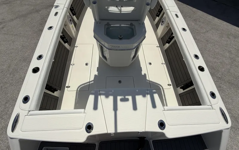 Slide: The Image of 2025 Pathfinder 2400 Open boat interior with seating and storage compartments. - 7