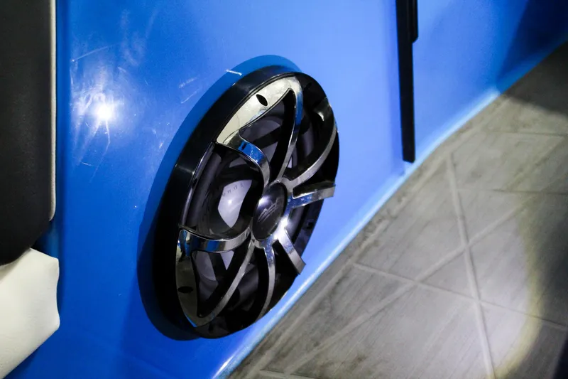 Slide: The Image of Speaker detail on 2020 ATX Surf Boats 24 Type-S, featuring sleek design and blue interior. - 17