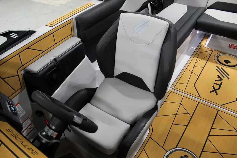 Slide: The Image of 2025 ATX Surf Boats 24 Type-S interior with modern seating and stylish design. - 17