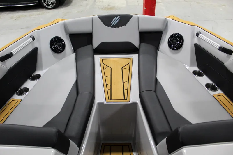 Slide: The Image of 2025 ATX Surf Boats 24 Type-S interior with sleek seating and modern design. - 9