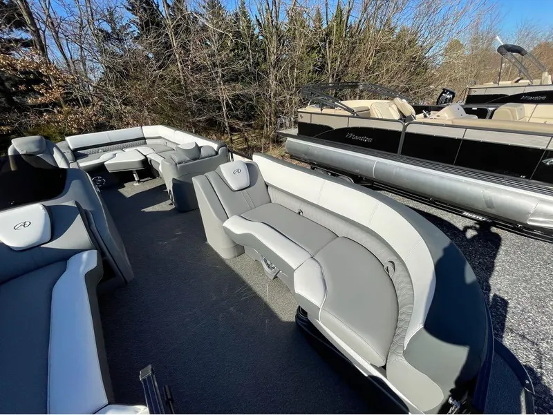 Slide: The Image of 2021 Avalon Catalina Rear J Lounger 25' pontoon boat with luxurious seating and sleek design. - 23