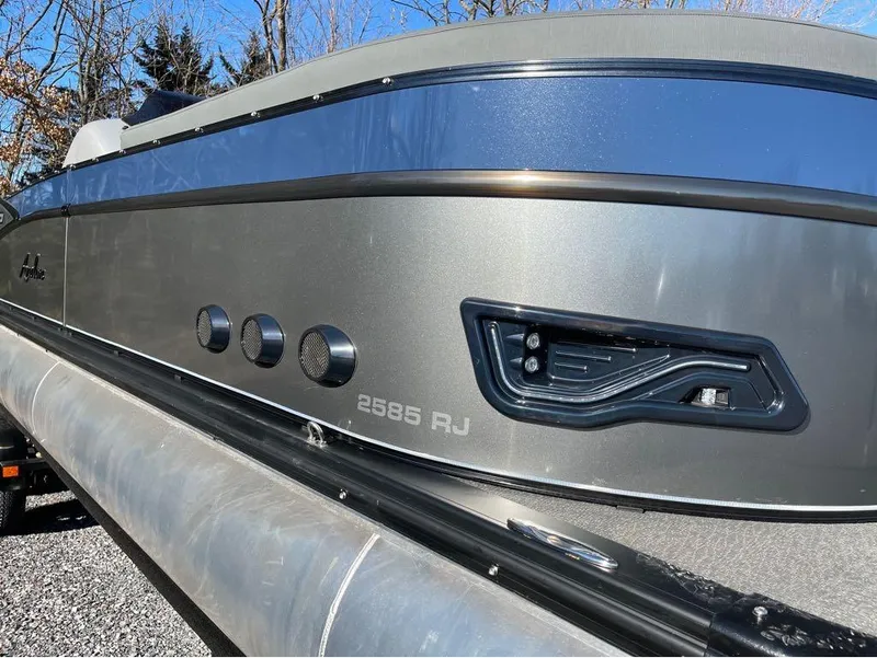 Slide: The Image of 2021 Avalon Catalina Rear J Lounger 25' pontoon boat, sleek design, metallic finish. - 30