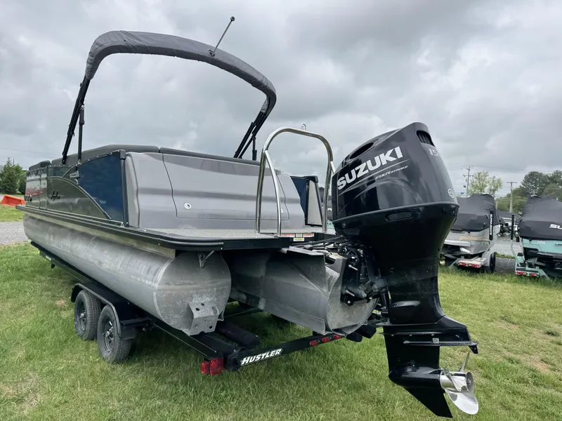 Slide: The Image of 2021 Avalon Catalina Rear J Lounger 25' pontoon boat with Suzuki outboard motor. - 8