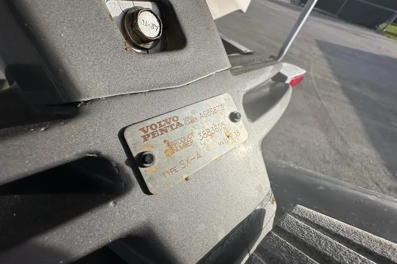 Slide: The Image of Close-up of a Volvo Penta engine plate on a 2017 Regal 1900 Bowrider. - 13