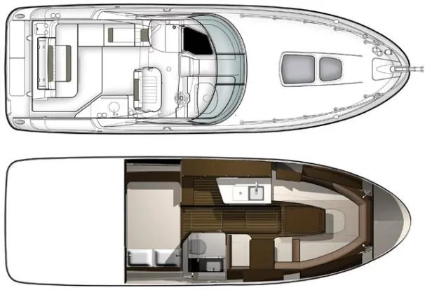 Slide: The Image of 2010 Sea Ray 310 Sundancer docked at marina, featuring sleek design and spacious deck. - 8